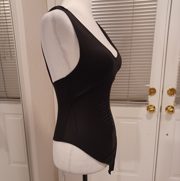 4/$60 Black Ruched Bodysuit - Size Small - Picture 3 of 8
